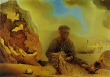 Haga click para ver la imagen ampliada 1968_06_fisherman of port lligat mending his net 1968.jpg